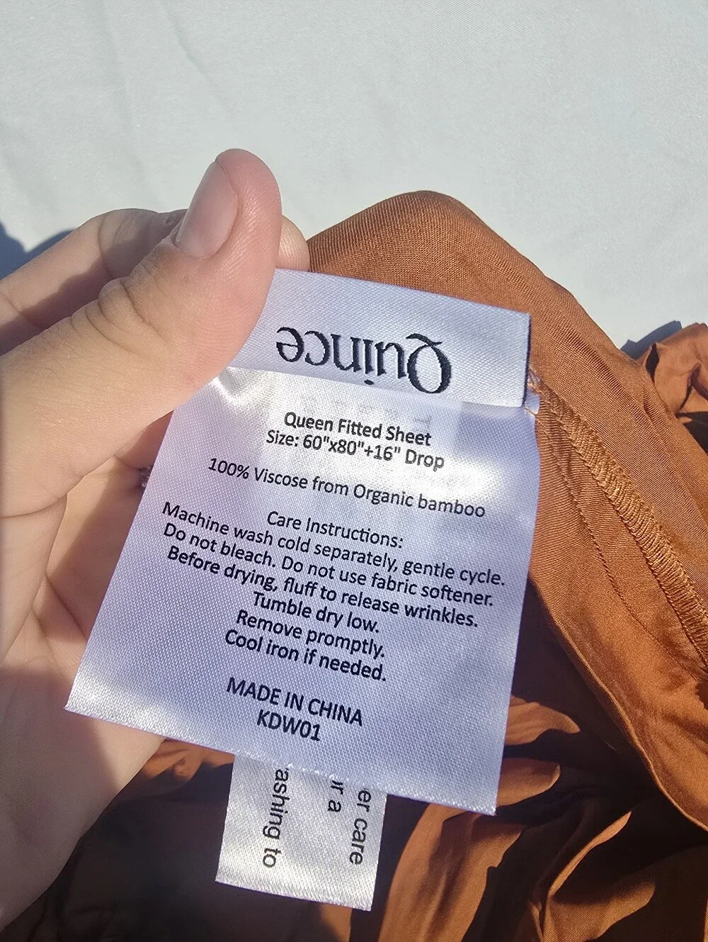Quince Organic Bamboo Queen Fitted Sheet / 2 Standard Pillow Cases Terracotta